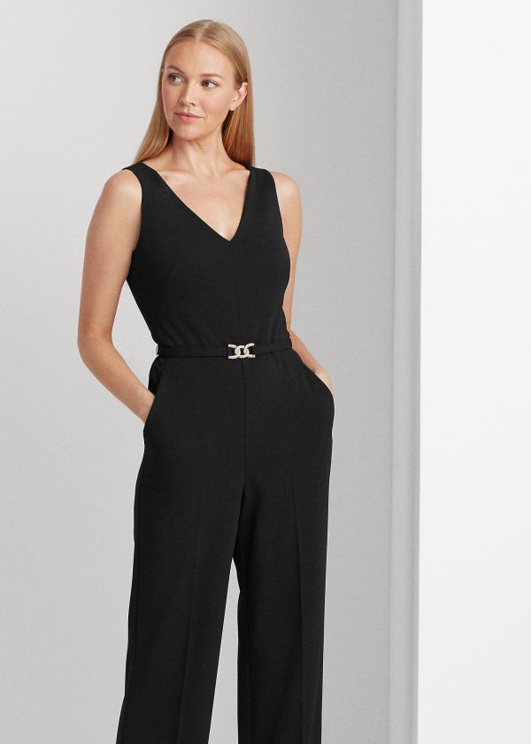 Ralph Lauren Belted Jersey Jumpsuit Dame Danmark (PBVIM0351)